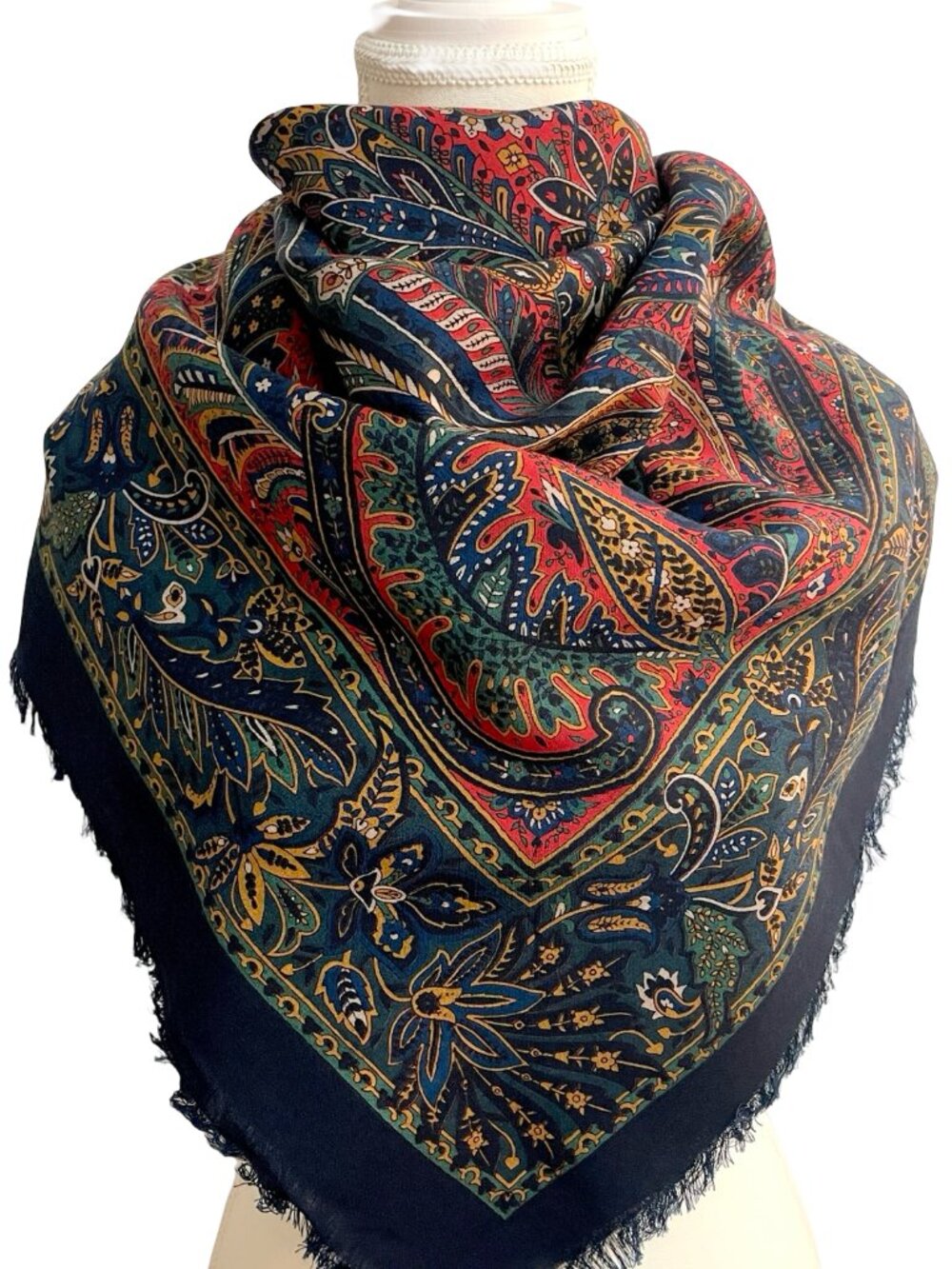 Geiger Pure New Wool Paisley Scarf Shawl Made in Australia 51 x 51